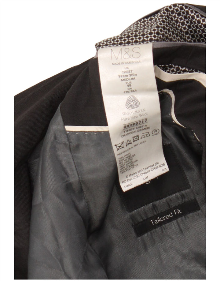 Jaqueta blazer masculina de 2 botões Marks & Spencer Reino Unido 38 cinza médio lã nova