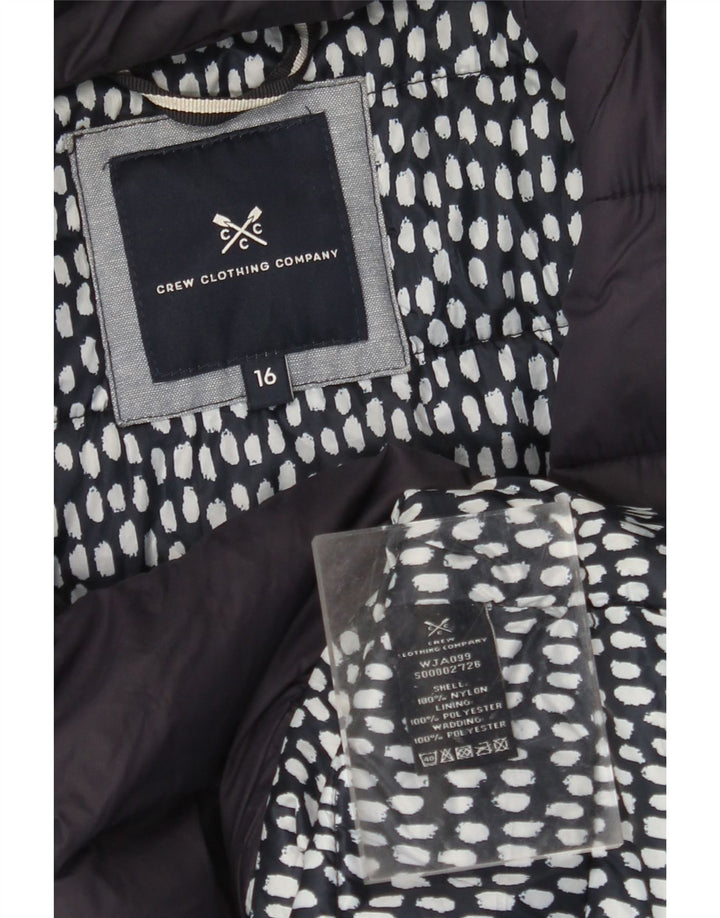 Jaqueta acolchoada feminina CREW CLOTHING Reino Unido 16 grande nylon azul marinho