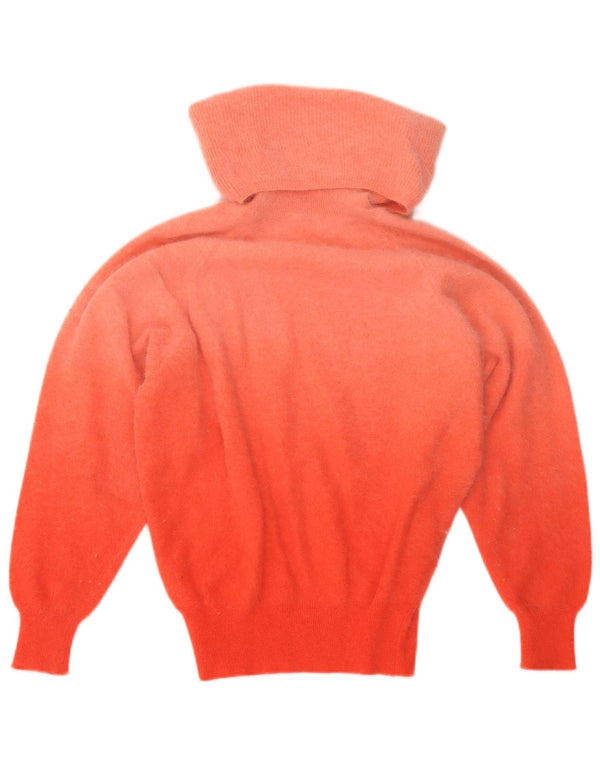 Suéter feminino vintage com gola redonda UK 6 XS laranja colorblock