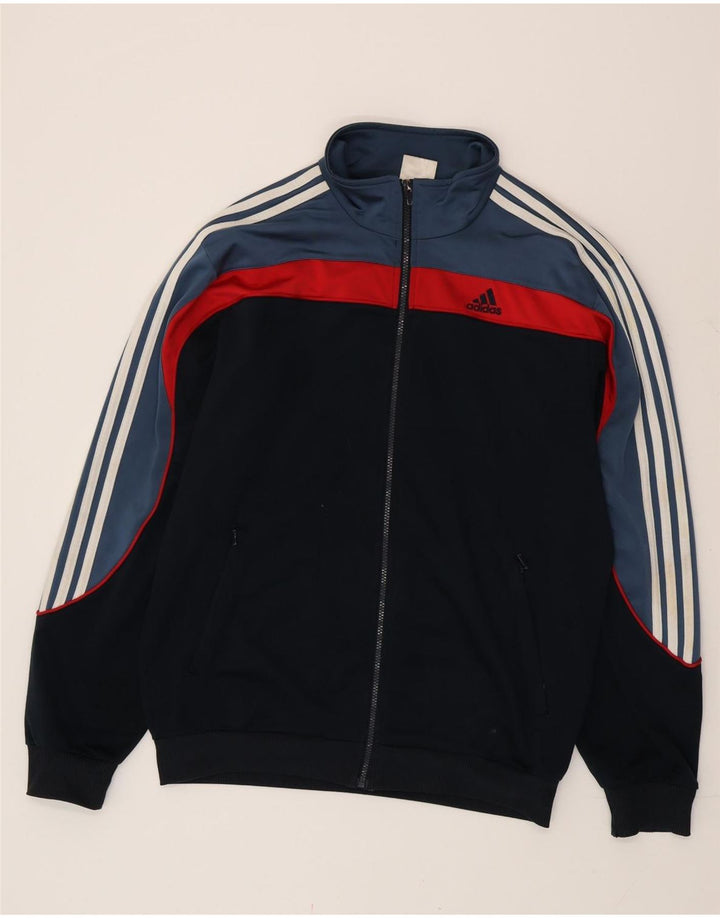 Adidas Mens Graphic Tracksuit Top Jacket Grande Preto Colorblock Poliéster