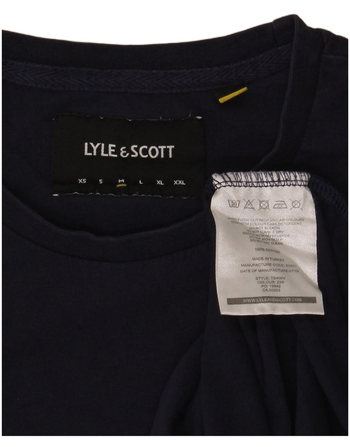 Camiseta masculina Lyle & Scott Top médio algodão azul marinho