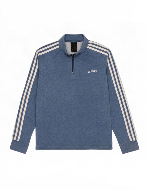 Adidas feminino zip pescoço moletom jumper reino unido 12/14 médio azul algodão