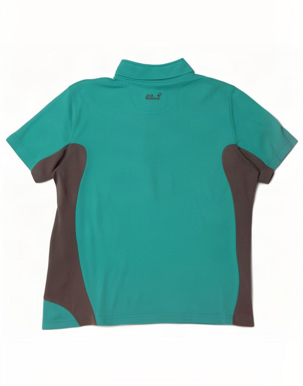 Camiseta feminina Jack Wolfskin com zíper e gola em bloco colorido turquesa grande Reino Unido 16
