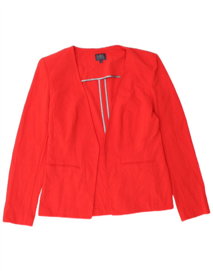 Jaqueta Blazer aberta feminina Marks & Spencer Reino Unido 10 poliéster vermelho pequeno
