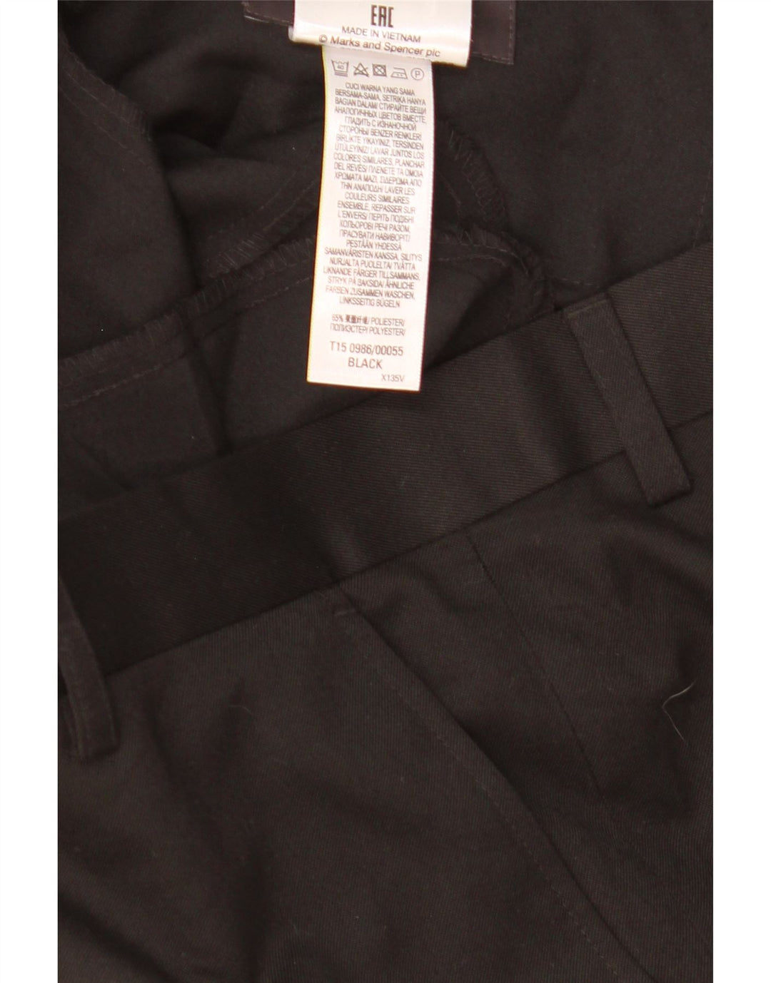 Calça masculina de terno regular Marks & Spencer W36 L25 poliéster preto