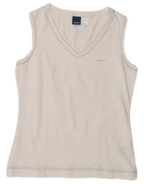 Reebok Womens Vest Top UK 14 Grande Algodão Branco