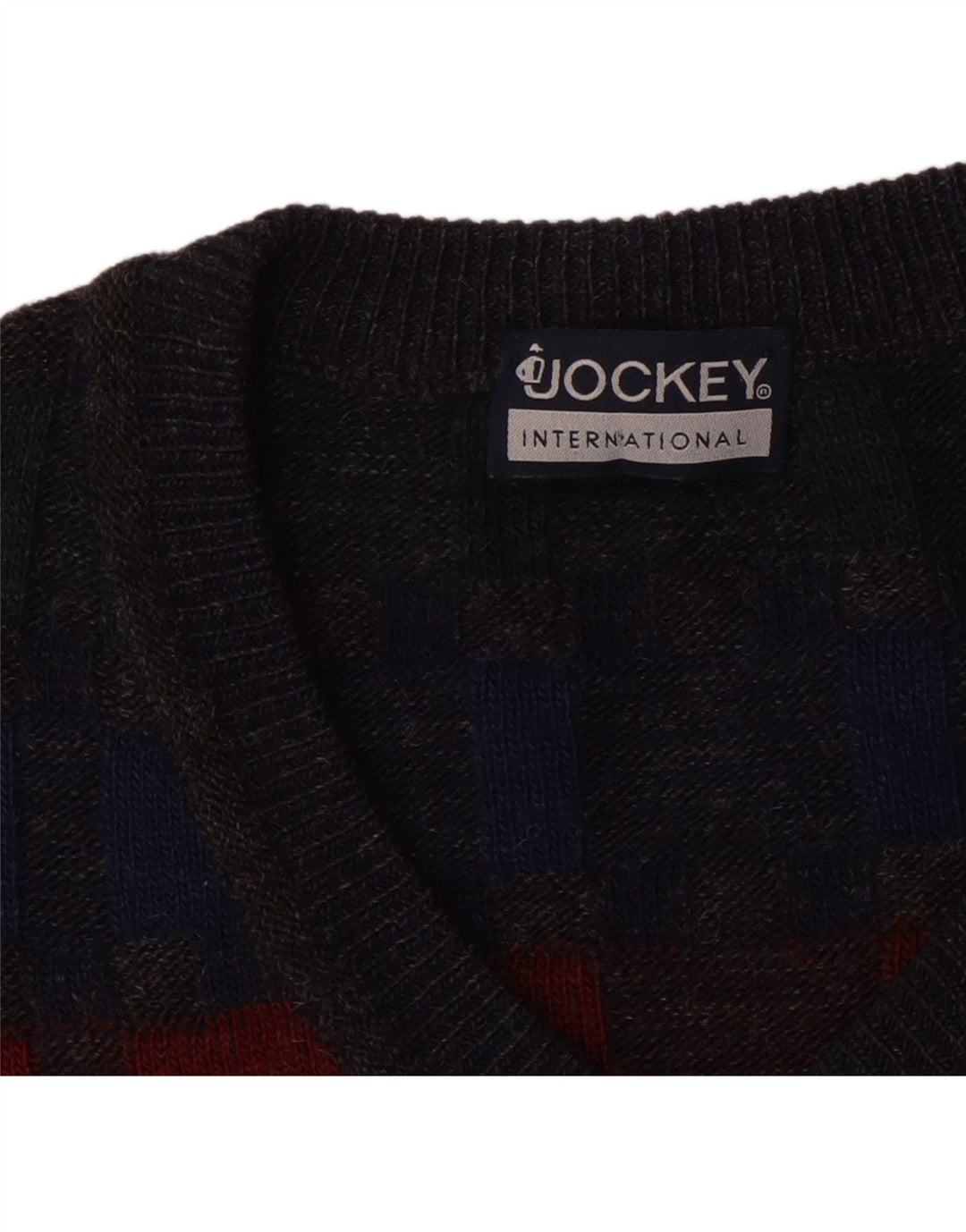 Suéter masculino Jockey com decote em V 2XL xadrez cinza