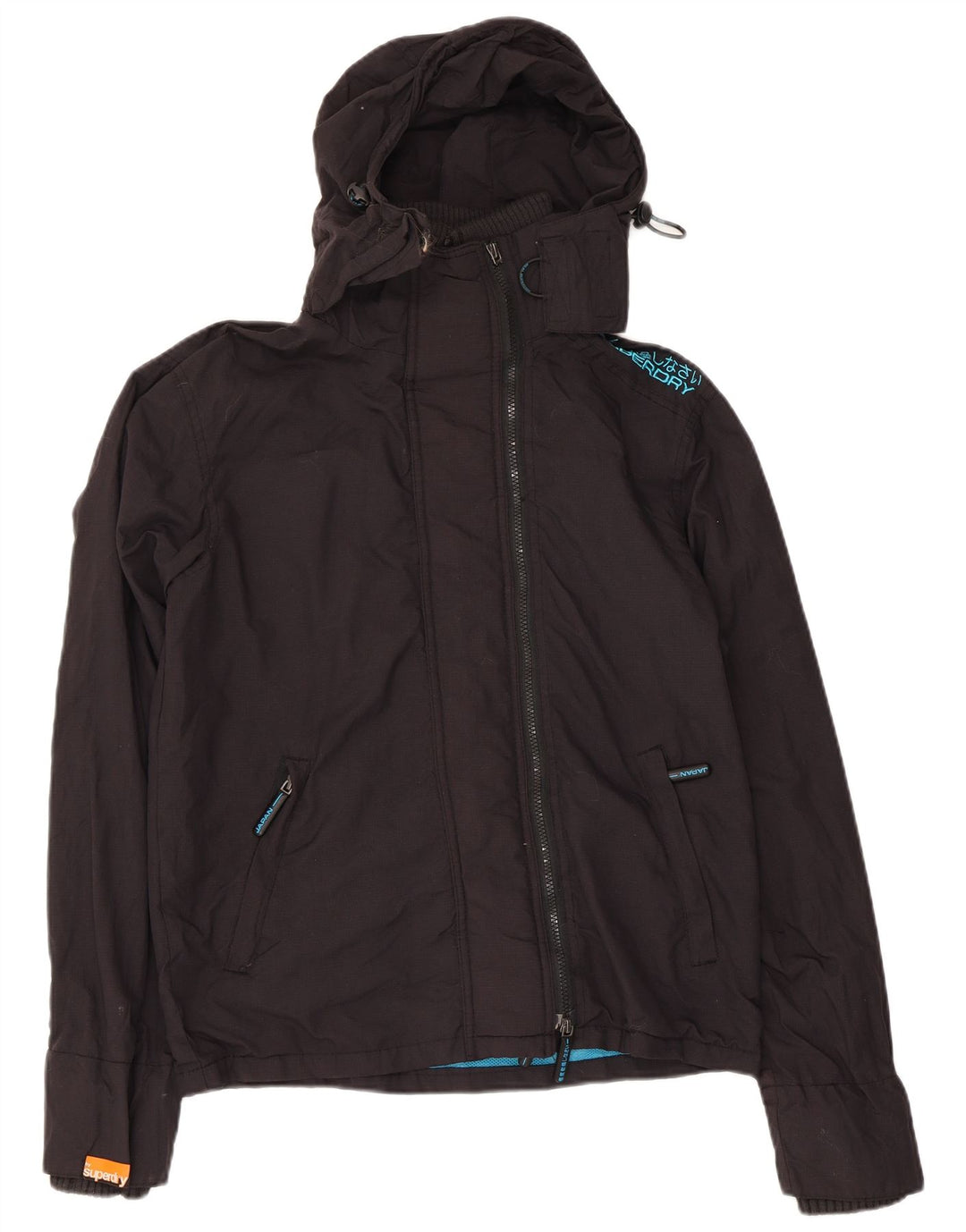 Jaqueta de chuva masculina Superdry com capuz UK 36 pequena nylon preto