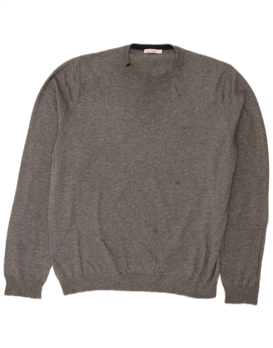 Sun68 Suéter masculino de ajuste regular com gola redonda XL lã cinza