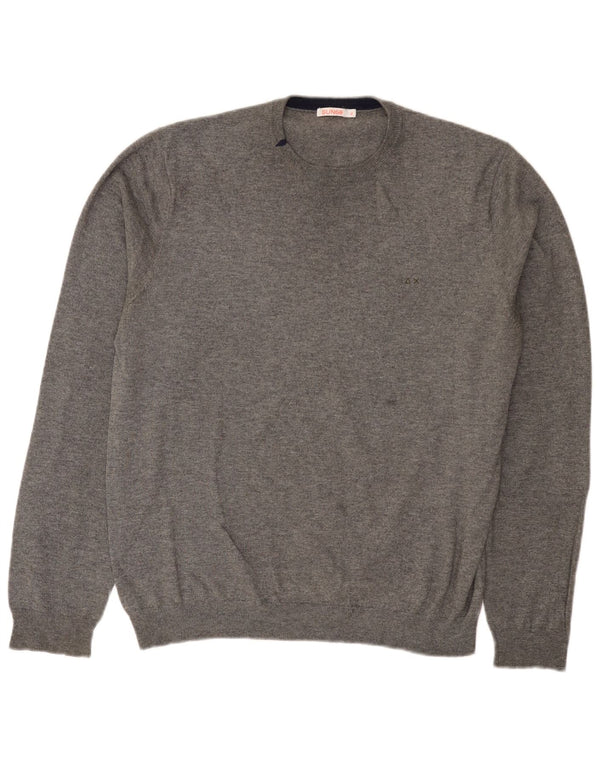 Sun68 Suéter masculino de ajuste regular com gola redonda XL lã cinza