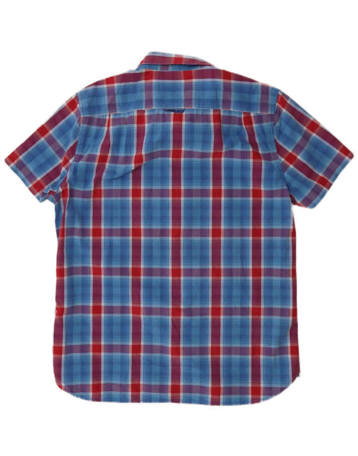 Camisa masculina Superdry de manga curta 2XL algodão xadrez azul