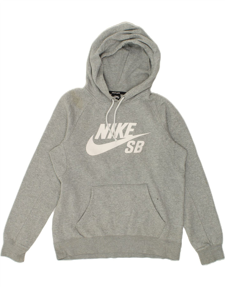 NIKE Womens Oversized Graphic Hoodie Jumper UK 10 Small Grey Cotton Vintage Nike and Second-Hand Nike from Messina Hembry 