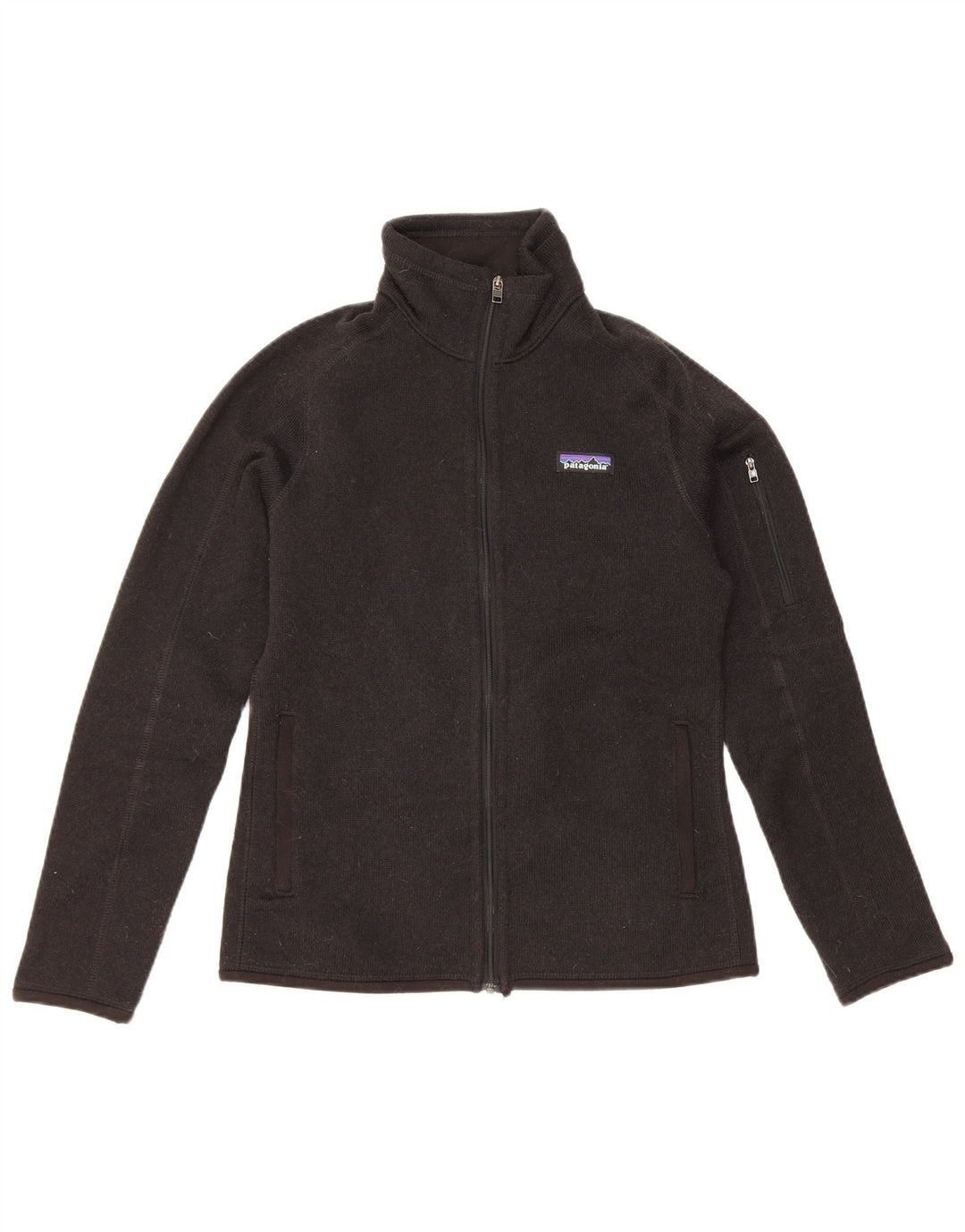 Patagonia Womens Regular Fit Tracksuit Top Jacket UK 10 Pequeno Preto