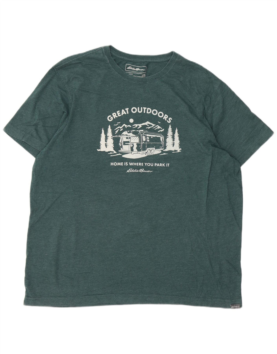 EDDIE BAUER Camiseta gráfica masculina Top XL algodão verde