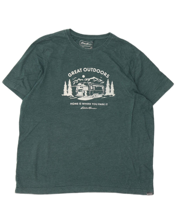 EDDIE BAUER Camiseta gráfica masculina Top XL algodão verde