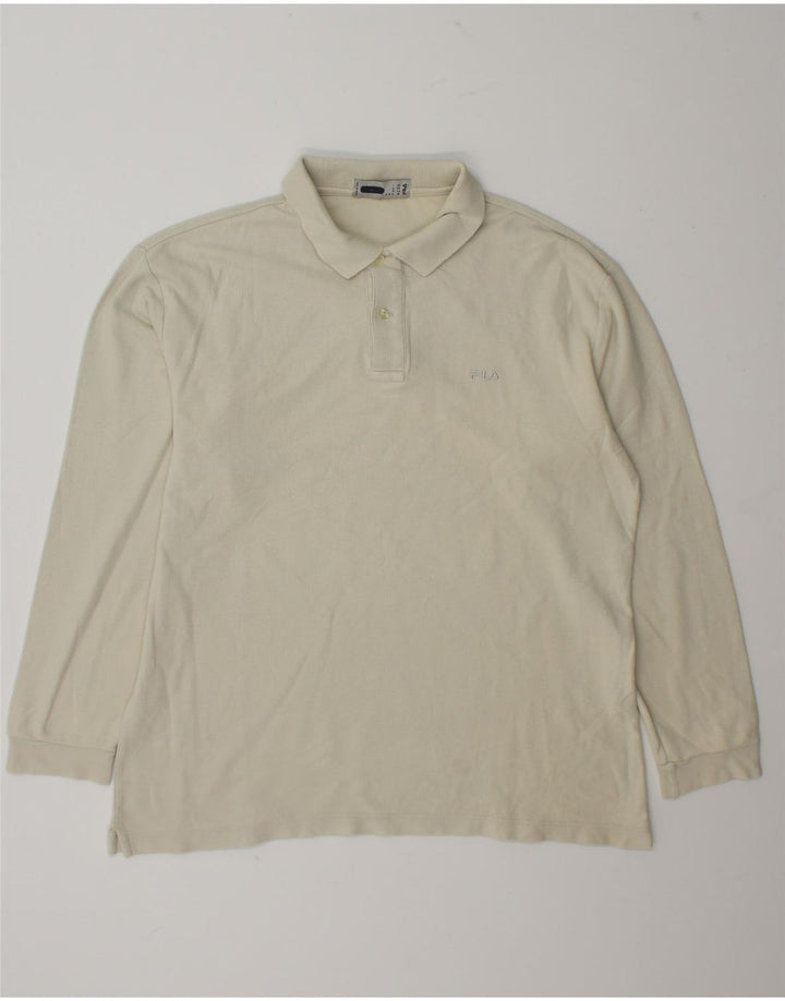 Camisa polo masculina Fila manga comprida IT 50 médio off white algodão