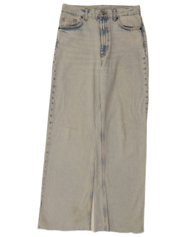 Zara Jeans feminino cintura alta com perna larga UE 38 pequeno W28 L31 azul