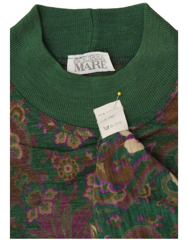 Suéter feminino Andrea Mare com gola tartaruga Reino Unido 14 Paisley verde médio