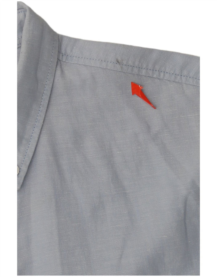 Camisa masculina Superdry manga curta grande linho azul