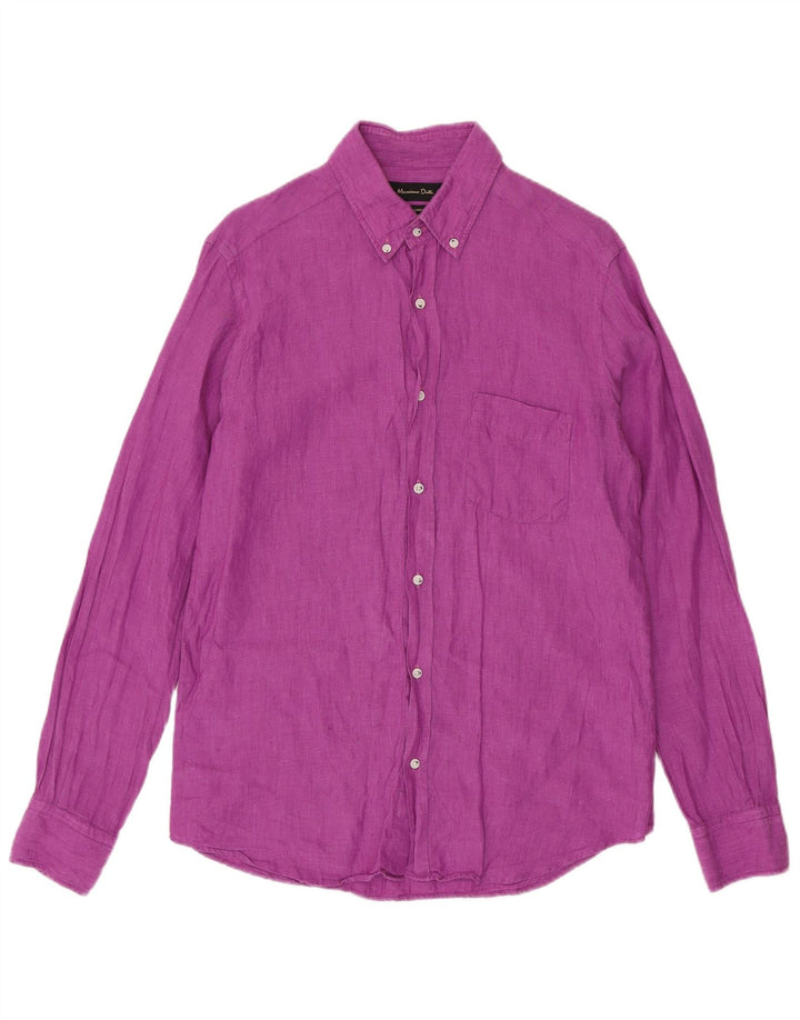 Camisa masculina Massimo Dutti linho roxo médio
