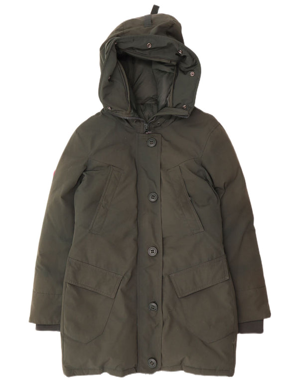 Casaco acolchoado com capuz feminino Superdry UK 10 pequeno nylon verde