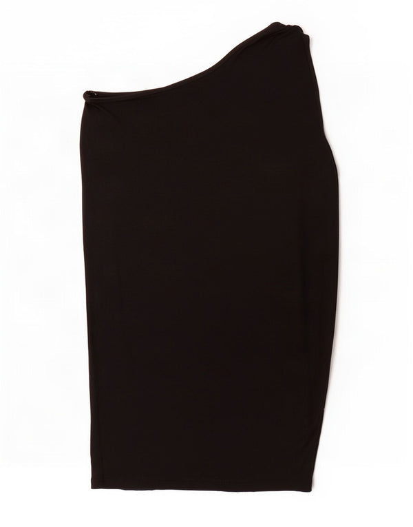 Vestido feminino Topshop de um ombro Reino Unido 12 viscose preta média