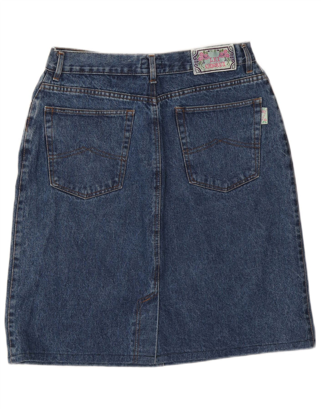 Saia jeans feminina Casucci W30 algodão azul médio