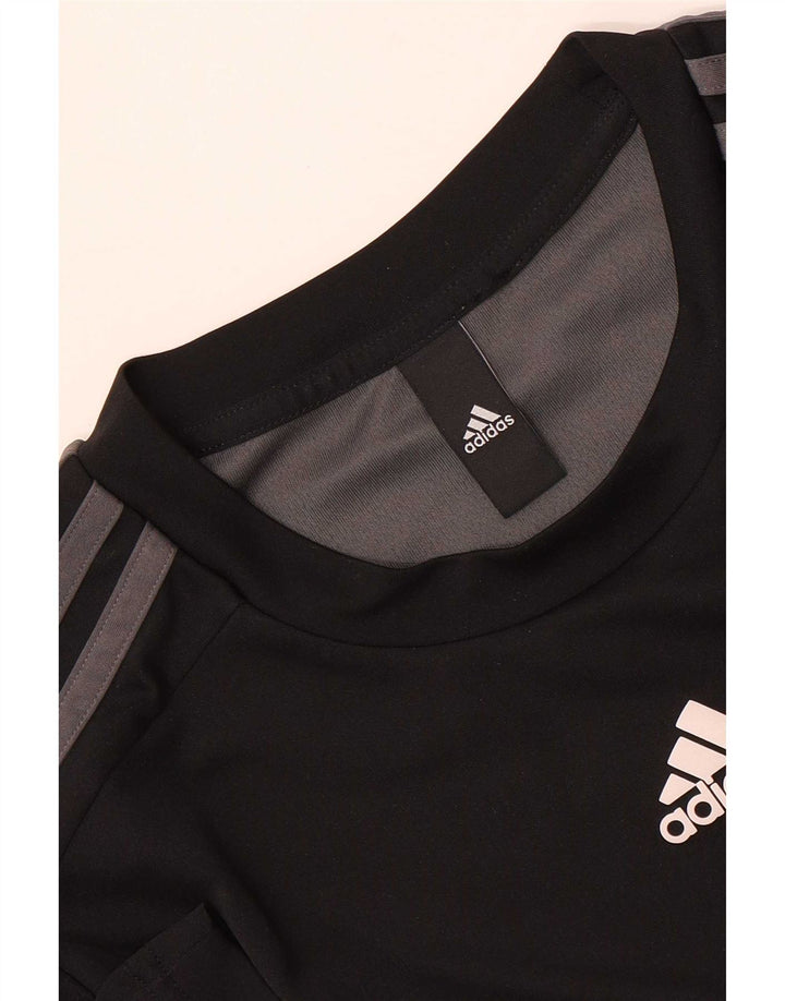Adidas Mens Camiseta Top Médio Preto Colorblock