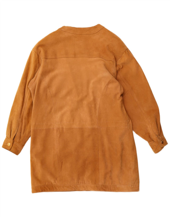 Sobretudo feminino de camurça grande YORN EU 40 couro bege médio