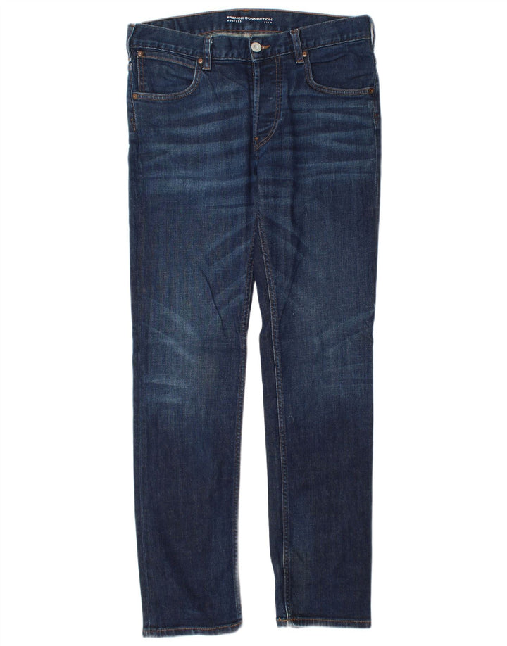French Connection Mens Slim Jeans W30 L33 Azul Marinho Algodão