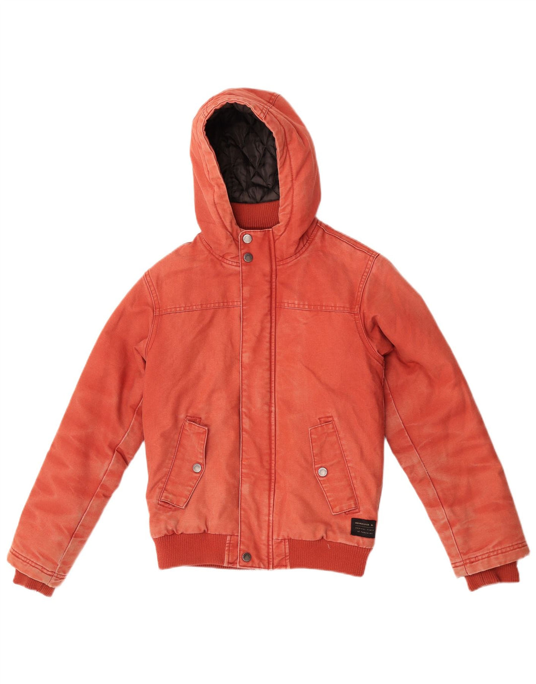 Jaqueta bomber feminina com capuz Quiksilver Reino Unido 12 algodão vermelho médio