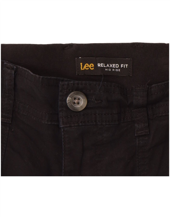 Shorts cargo feminino Lee de cintura média e ajuste relaxado US 8 médio W30 algodão preto
