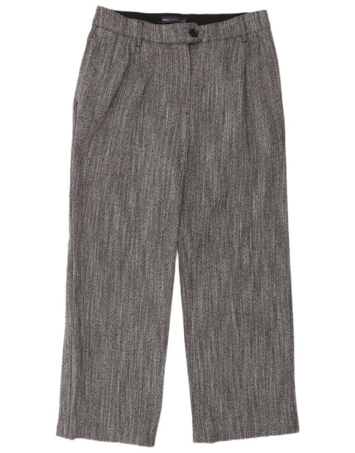 Calça feminina Marks & Spencer Straight Suit UK 12 Médio W30 L27 Cinza
