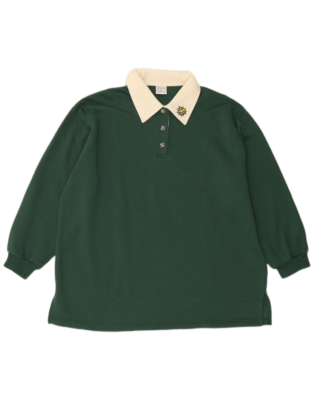 Suéter feminino VINTAGE com gola polo UK 22/24 3XL poliéster verde