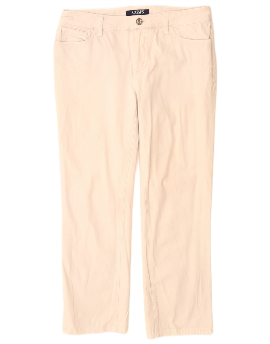 Calça feminina Chaps Petite Straight Cropped US 8 Médio W28 L25 Off White