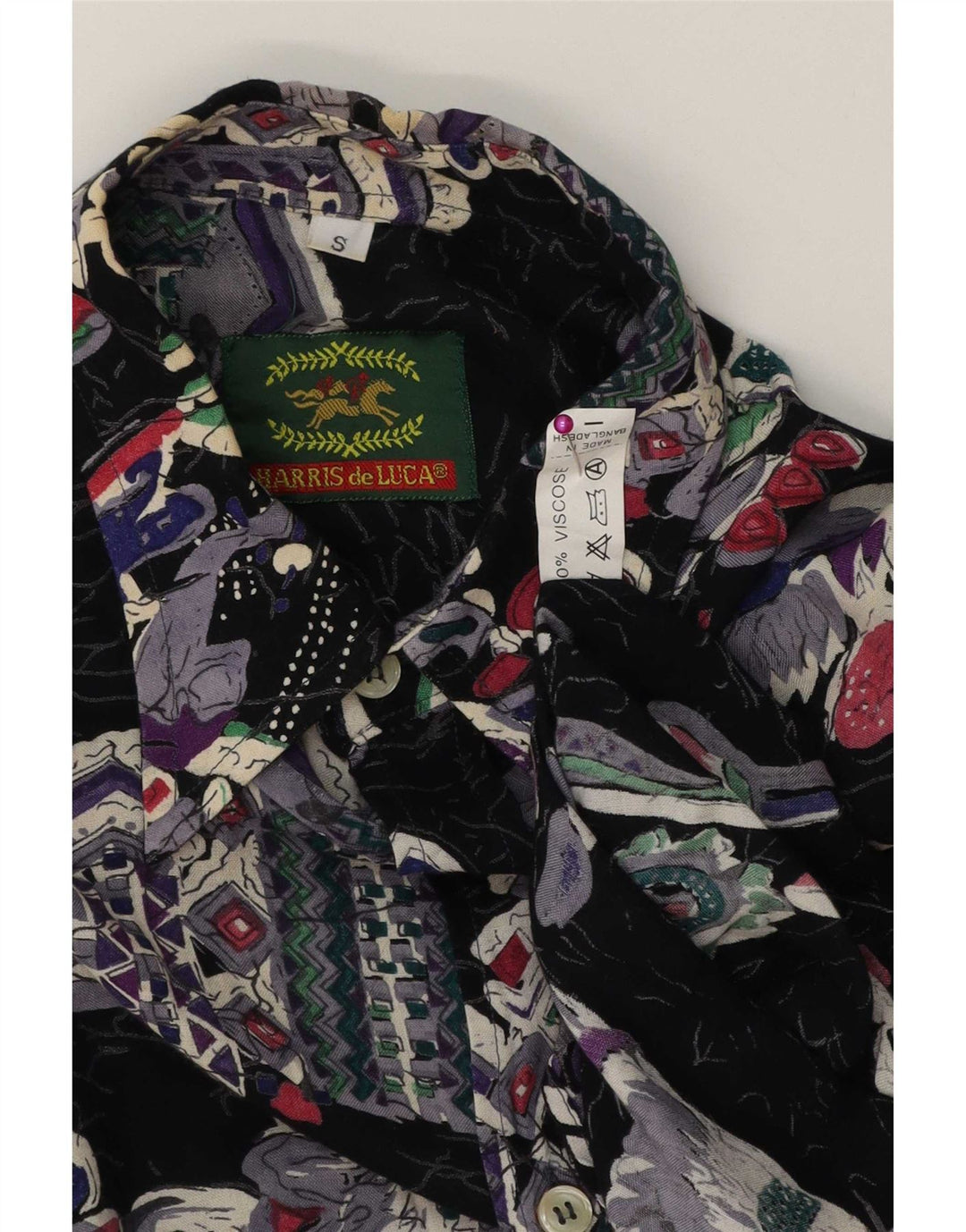 Camisa masculina com estampa abstrata HARRIS de LUCA pequena viscose multicolorida