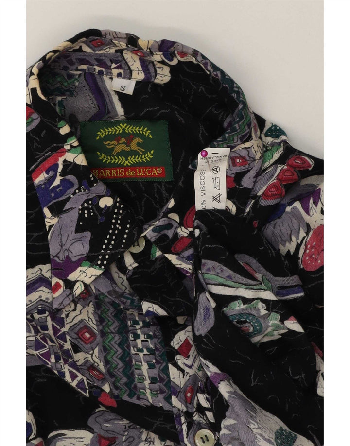 Camisa masculina com estampa abstrata HARRIS de LUCA pequena viscose multicolorida