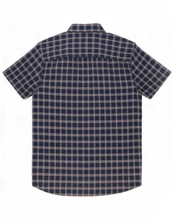 Camisa masculina de manga curta Jack & Jones grande algodão xadrez azul marinho