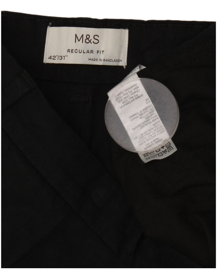 Calça Chino Masculina Marks & Spencer Regular Fit W42 L31 Algodão Preto