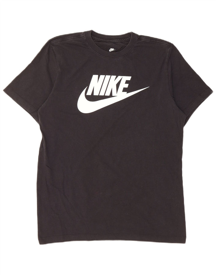 NIKE Mens Graphic T-Shirt Top Medium Black Cotton