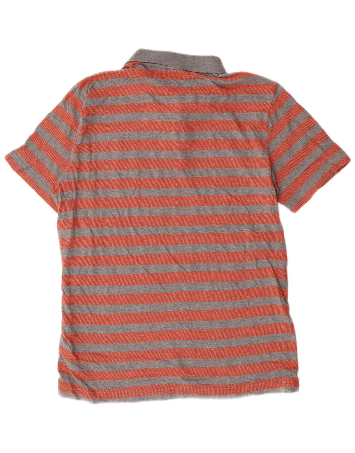 Camisa polo masculina PUMA de algodão listrado vermelho médio