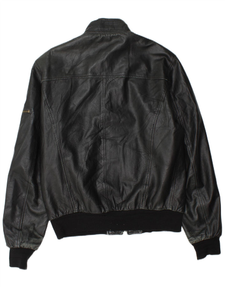 Jaqueta de couro masculina vintage UK 44 2XL couro preto