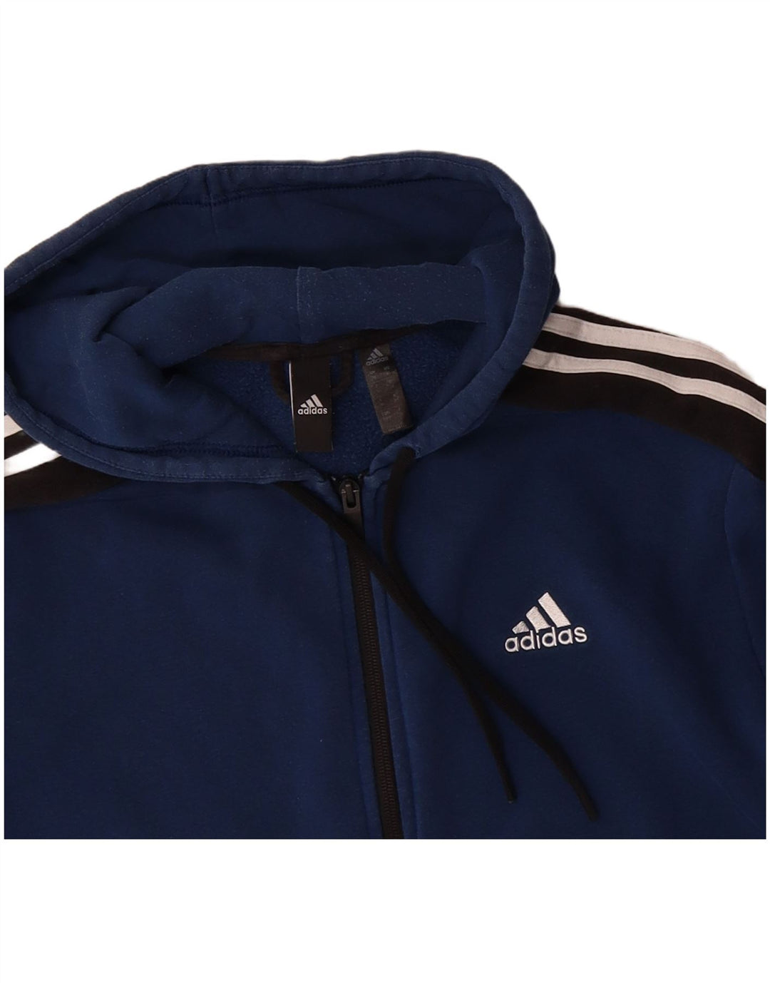 ADIDAS Mens Zip Hoodie Suéter Médio Algodão Azul