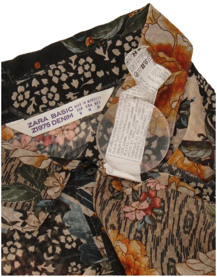 Blusa feminina Zara UK 14 poliéster floral multicolorido médio