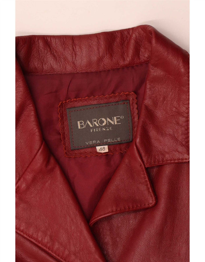Jaqueta blazer feminina de couro com 4 botões Barone IT 48 XL couro vermelho