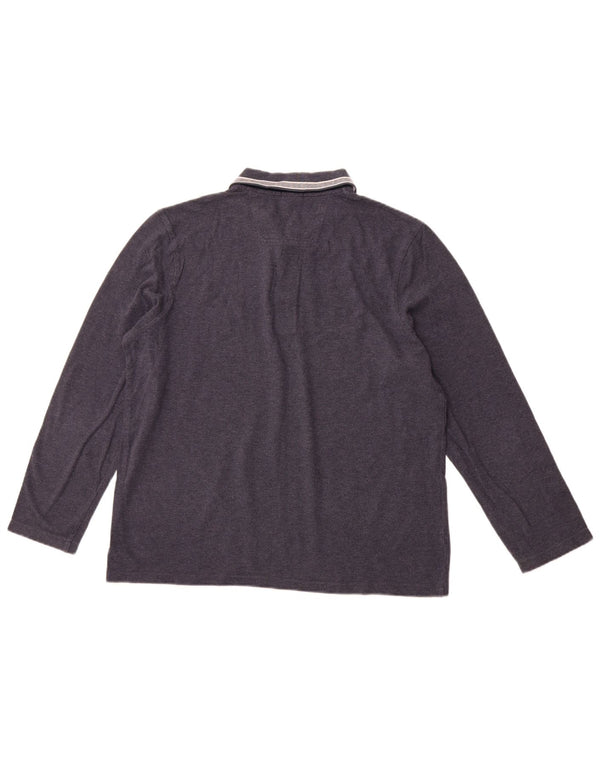 Camisa polo masculina de manga comprida de ajuste regular HUGO BOSS XL azul marinho algodão