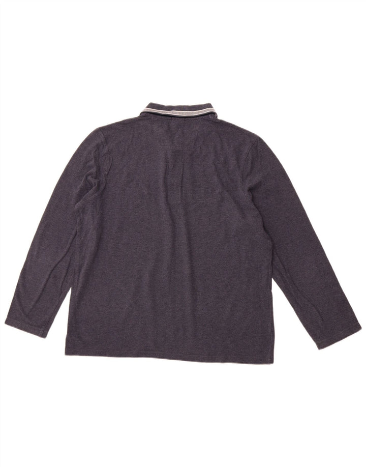 Camisa polo masculina de manga comprida de ajuste regular HUGO BOSS XL azul marinho algodão