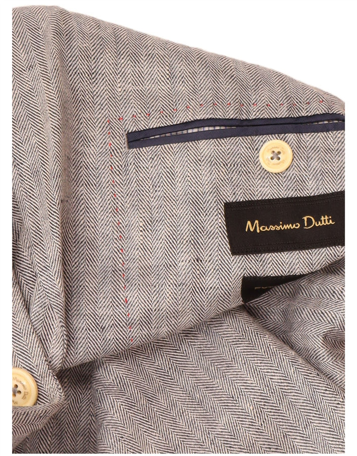 Jaqueta blazer masculina Massimo Dutti com 2 botões UE 52 grande espinha de peixe cinza