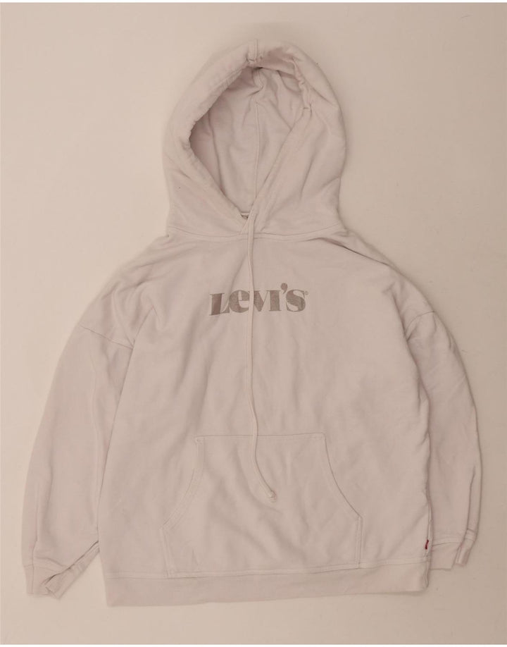 LEVI'S Mens Oversized Graphic Hoodie Jumper Small White Cotton Vintage Levi's and Second-Hand Levi's from Messina Hembry 