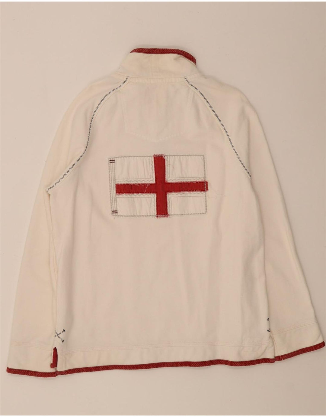 Fat Face Mens Gráfico Zip Neck Moletom Jumper Médio Algodão Branco